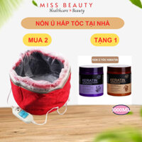 (Tặng ủ tóc Keratine) Combo 2 Mũ nón hấp dầu, ủ tóc nhiệt tại nhà thông minh 2 cấp độ (nóng-ấm)