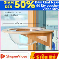 (tặng vít treo tường) Võng cho mèo bằng gỗ trong suốt dễ lắp đặt hít cửa kính đá hoa