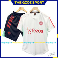 [Tặng Vớ Đá Banh] Quần Áo Bóng Đá, Đồ Đá Banh MU Training Trắng 2024, Thun Mè Cao Cấp Ko Nhăn Ko Xù Lông