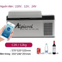 [Tặng Voucher 500k PTI] Tủ lạnh mini ô tô Alpicool C20 (20L) điều khiển app, đóng đá