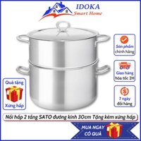 [Tặng Xửng Hấp] Nồi Inox Cao Cấp SATO ST01-30H Đường Kính 30cm Nồi Inox 430 Cao Cấp IDOKA Bảo hành 12 tháng Chính Hãng