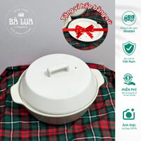 [Tặng xửng hấp] Nồi sứ tráng men trắng đa chức năng hấp, nấu 1250ml trực tiếp trên bếp siêu bền