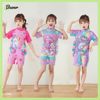 Tanrriy 2 Chiếc Đồ Bơi Bé Gái In Hoạt Hình Một Mảnh Áo Bơi Tay Ngắn Mũ Bơi
