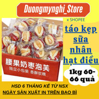 Táo đỏ kẹp sữa nhân hạt điều/óc chó (1kg 63-66 cái) thơm béo, ngọt dịu dễ ăn DMN HOUSE, táo đỏ tân cương kẹp sữa lạc đà
