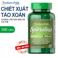 Tảo xoắn Spirulina giúp đẹp da tóc cân bằng hormone ở phụ nữ hỗ trợ bệnh tiểu đường tim mạch tăng cường sức khỏe Puritans Pride 500mg 200 viên tốt hơn 100 lần tao xoan nhat ban