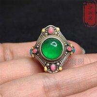 Tạp Chí Cổ Tây Tạng Bạc Nguyên Chất Kẻ Sọc Cao Cấp Tự Nhiên Cũ Ngọc Phong Cách Dân Tộc Sống Nhẫn Nam Nữ Phong Cách 3-28f