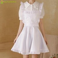 Tạp dề công chúa LUNANOV, Tạp dề chống thấm nước Hàn Quốc chống dầu, Vỏ chéo đơn giản Màu trơn viền xếp nếp Trang phục hầu gái Nhà hàng