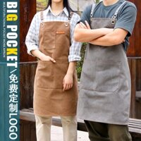 Tạp Dề Denim Tiệm Cắt Tóc Cửa Hàng Thú Cưng Làm Móng Tay Làm Tóc Nam Nữ Quần Áo Làm Vườn Cafe Tạp Dề logo Tùy Chỉnh