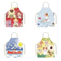 Tạp dề không tay hoạt hình Họa tiết cô gái truyện cổ tích dành cho trẻ em và người lớn - Tạp dề gia đình dễ thương để nấu ăn, nướng bánh, vẽ tranh, thủ công & làm vườn