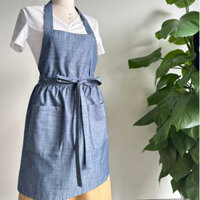 Tạp dề nấu ăn pha chế chống bẩn cao cấp eo thắt dây nơ có túi đựng đồ/Tạp dề nhà bếp xinh xắn