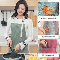 Tạp Dề Nhà Bếp 3 trong 1 Chống Thấm Có lớp Lau Tay Và Ngăn Đựng Điện Thoại Tiện ích cho Mọi Nhà KDR-NC343