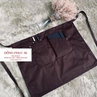 Tạp dề pha chế tạp dề ngắn phục vụ cao cấp 2 túi xéo cho Nam Nữ làm đồng phục tạp dề cafe - TDV- XK Nâu