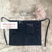 Tạp dề pha chế tạp dề ngắn phục vụ cao cấp 2 túi xéo cho Nam Nữ làm đồng phục tạp dề cafe - TDV- XK Đen