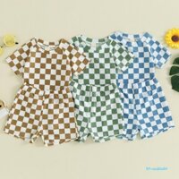 Tập Đi Bé Trai Mùa Hè Đồ Bơi Checkerboard In Áo Tay Ngắn Quần Short Bơi 2 Miếng Tắm Đồ Bơi Đi Biển