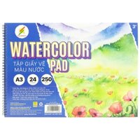 Tập Vẽ Màu Nước A3 250gsm Watercolor Pad - Colormate ARTISH-W3 (24 Tờ)