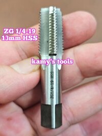 Taro ống rắc co 13mm răng côn HSS Shanghai SLT ZG1/4-19 và Z1/4-18