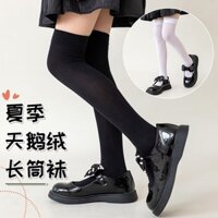Tất Bé Gái Phong Cách Mỏng Trẻ Em Vớ Giữa Ống jk Bê Tất Trắng Vớ Đen Cao Cấp Trên Đầu Gối 3.27G