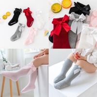 Tất boot len tăm chống trượt đính nơ bé gái cho bé 6-24m