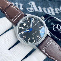 Tất cả các trận đấu Dây da bền bỉ Phong cách Lịch IWC Kinh doanh Mặt số đen tuyệt đẹp Đồng hồ cơ thể thao nam thời trang đơn giản của phi công