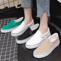 Tất Cả Màu Đen Giày Vải Nam Slip-On Giày Lười Giày Công Sở Giày Đế Bằng Tất Cả Trận Đấu Sinh Viên 7.24