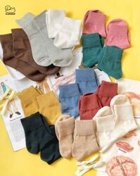 Tất cao cổ cổ sọc trơn màu