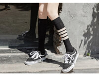 Tất Cao Cổ Giả Boot, Tất Bắp Chân Cotton Len Thu Đông Phong Cách Thể Thao PK521 - GHI