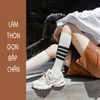 Tất Cao Cổ Giả Boot, Tất Bắp Chân Cotton Len Thu Đông Phong Cách Thể Thao PK521 -  Trắng