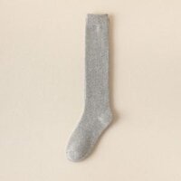 Tất Cao Cổ Giả Boot, Tất Bắp Chân Cotton Len Thu Đông Chất Dày Mềm Mịn PK227 - Ghi nhạt