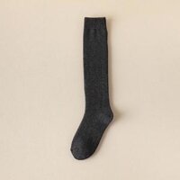 Tất Cao Cổ Giả Boot, Tất Bắp Chân Cotton Len Thu Đông Chất Dày Mềm Mịn PK227 - Ghi đậm