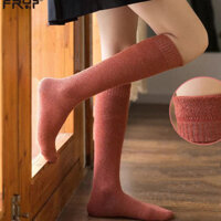 Tất Cao Cổ Giả Boot, Tất Bắp Chân Cotton Len Thu Đông Chất Dày Mềm Mịn PK227 - Cam