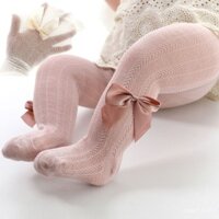 Tất chân trẻ em mùa xuân hè mới, lưới rỗng, nơ, kiểu dáng công chúa mỏng, tất chân cho bé gái