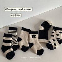 Tất Cho Bé Mùa Đông Cotton Nguyên Chất Giữa Ống Tất Trẻ Em Lông Cừu Lót Dày Ấm Áp Bé Trai Bé Gái Tất Mùa Đông Terry Tất Cho Bé