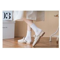 Tất cổ cao nữ bèo nhún, vớ bèo nhún nữ cổ cao màu trơn basic thời trang Vintage Hàn Quốc - Trắng