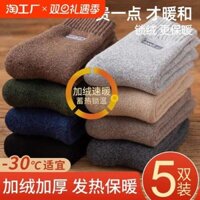 Tất Dày Nam Giữa Ống Tất Lông Cừu Ấm Dày Terry Tất Nhà Mùa Đông Tầng Tất Halbin Cashmere Tất