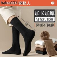 Tất Dày Nam Giữa Ống Tất Thu Đông Lông Cừu Lót Dày Terry Tất Ấm Tất Mùa Đông Nam Vớ Nguyên Chất Cotton