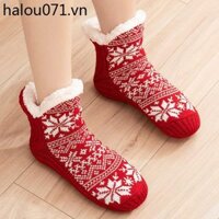 Tất Dày Nữ Mùa Đông Lông Cừu Lót Sàn Tất Người Lớn Dày Tất Ngủ Chống Trơn Trượt Nhà Ấm Tất Giáng Sinh