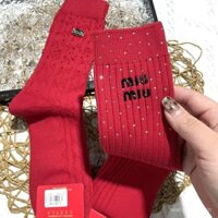 Tất dày, tất cotton nguyên chất, tất Cotton kim đôi, tất đỏ, tất nữ tinh tế Gypsophila