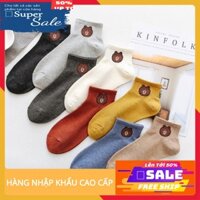 [Tất Đẹp] Combo 10 đôi tất cổ ngắn nhiều mầu hình gấu cao cấp [Cao Cấp Nhập Khẩu]