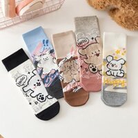 Tất Giữa Ống Nữ Cotton ins Hợp Thời Trang Nhật Bản Hoạt Hình Dễ Thương Dây Chó Con