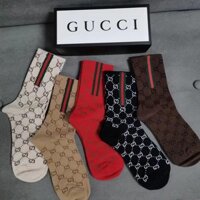 Tất Gucci Ống Ngắn Tất Nữ Năm Đôi Đóng Hộp Hợp Thời Trang Cotton Nguyên Chất Nữ Tất Khử Mùi