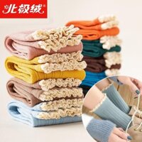 Tất Lông Cừu Bắc Cực Nữ Giữa Ống Ren Độc Đáo Màu Ngọt Ngào Tất Thu Hợp Thời Trang fs808 1.13