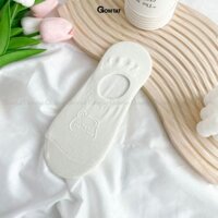 Tất lười nữ mùa hè họa tiết gấu cute, vớ mang giày búp bê chất liệu cotton mềm mại, thoáng khí - HAIGAU-UYE-7009-1DOI - Trắng