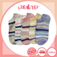 Tất mắt cá chân thời trang đường phố Hàn Quốc Họa tiết sọc Pastel 5 màu - Tất Cotton thông thường