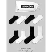 Tất nam Zi Mo dài đến giữa bắp chân, mùa xuân hè, màu sắc đồng nhất, tất ngắn màu đen, cotton nguyên chất, trắng, mỏng, dài, tất thể thao kinh doanh