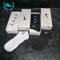 Tất nike cổ ngắn nam nữ đen trắng vớ thể thao cổ thấp hộp 5 đôi cao cấp