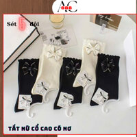 Tất nữ cao cổ Set 5 đôi tất nữ chất đẹp có nơ xinh T18