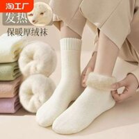 Tất Nữ Thu Đông Giữa Chiều Dài Tất Lông Cừu Dày Ấm Áp Vớ Mùa Đông Chống Lạnh Tầng Tất Vớ