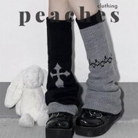 Tất Ống Chân Dệt Kim Ống Loe Y2K Nhiều Họa Tiết - Peaches peaches - TAT264