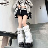 Tất Ống Chân Giữ Ấm Bằng Da Giả Phối Lông Thú Màu Hồng Có Khóa Cài Cho Bé Gái jk Spiy y2k qq show