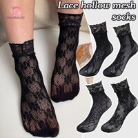 Tất Ren Fishnet Gợi Cảm Cho Nữ - Mùa Hè Rỗng Ra Quan Điểm Siêu Mỏng Ren Đen Jacquard Tất Ngắn